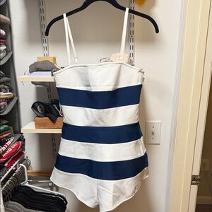 Fashion Nova Striped Navy and White Romper